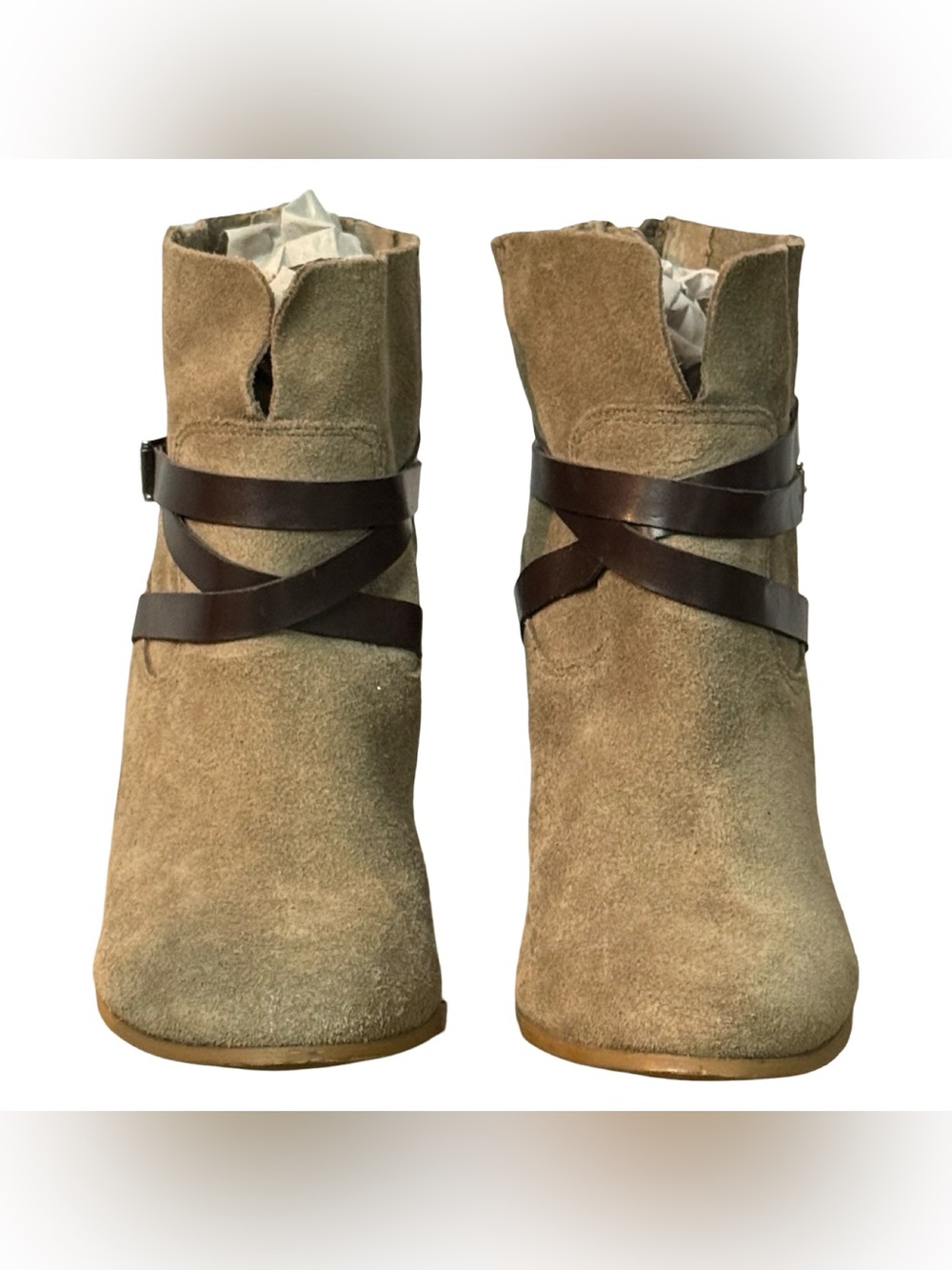 Carlos by Carlos Santana Miles Brown Suede Chunky Heel Ankle Boots Women’s 7